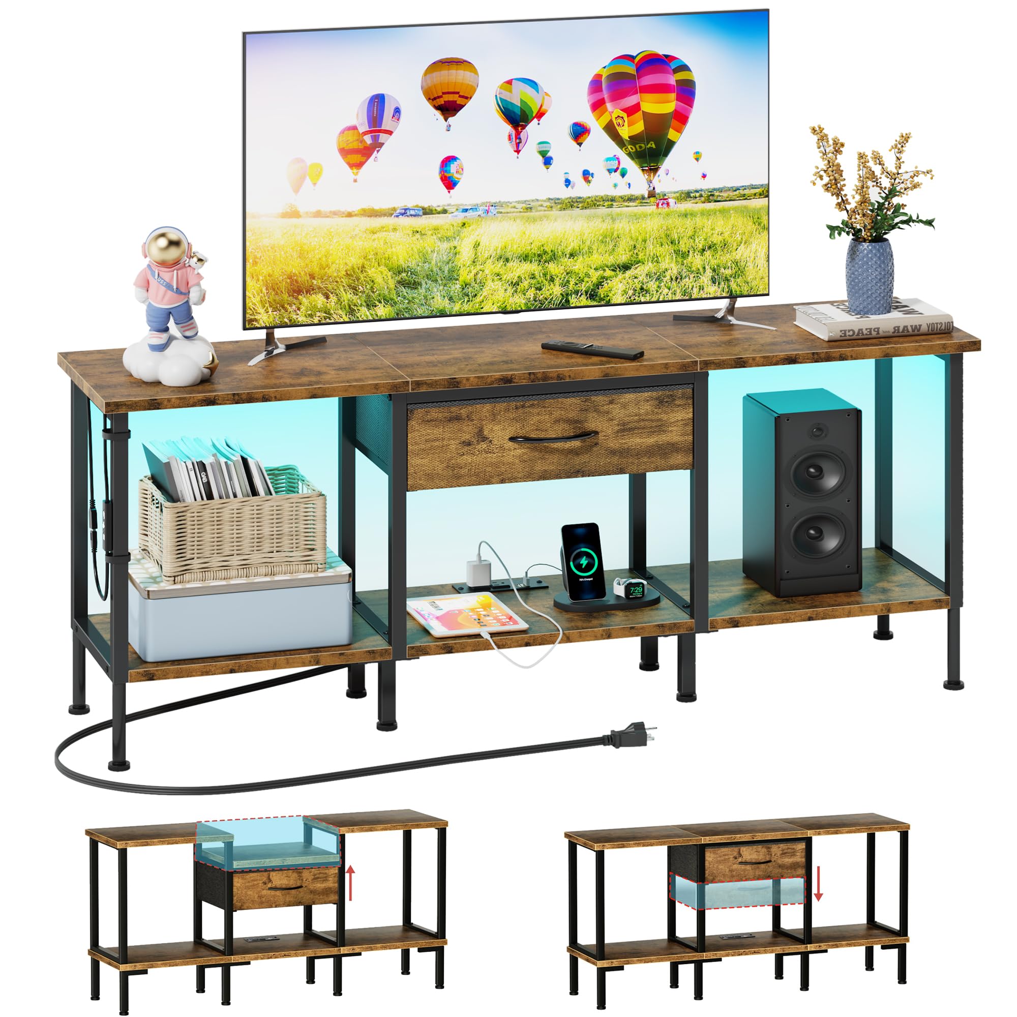 GYIIYUO LED TV Stand top board—enhanced stability for larger screens.