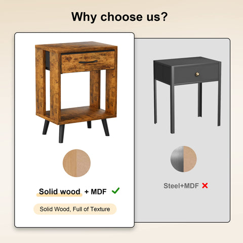 GYIIYUO nightstand drawer open demonstrates convenient fabric storage.