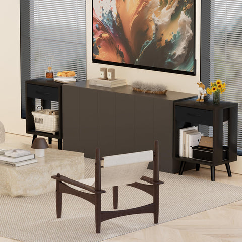 GYIIYUO nightstands open drawer showing lamp and books for easy access.