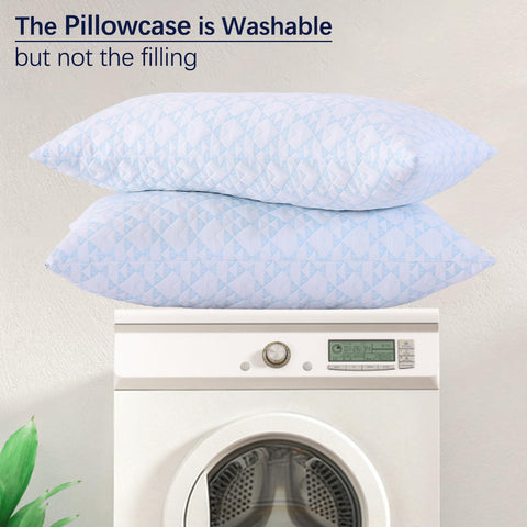 GYlongFA Memory Foam Pillows 2 Pack machine-washable cover for easy care.
