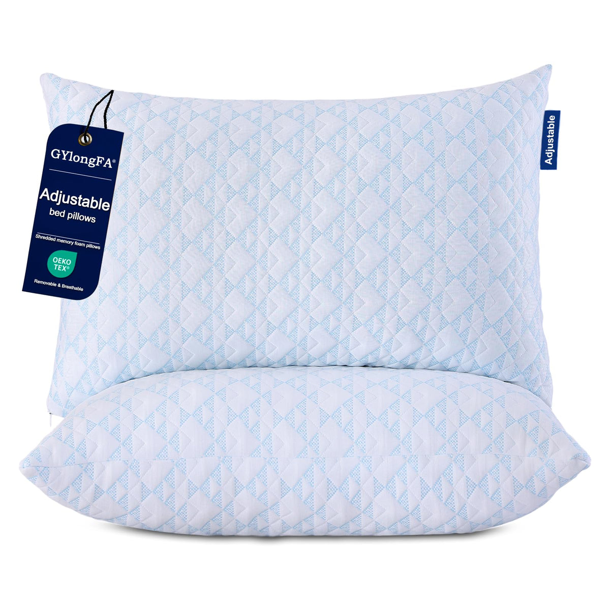 GYlongFA Memory Foam Pillows 2 Pack unboxing reveals compact packaging and expansion-ready filling.