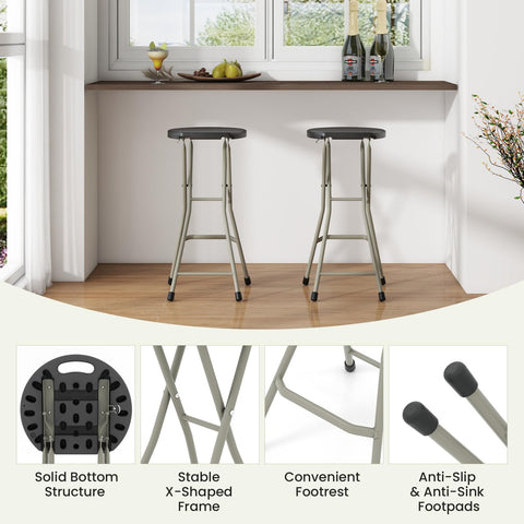GYMAX folding stool shown folded for compact storage and portability.