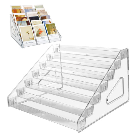 GYSLEOT 2-Pack 7-Tier acrylic card display stands on counter for organized cards