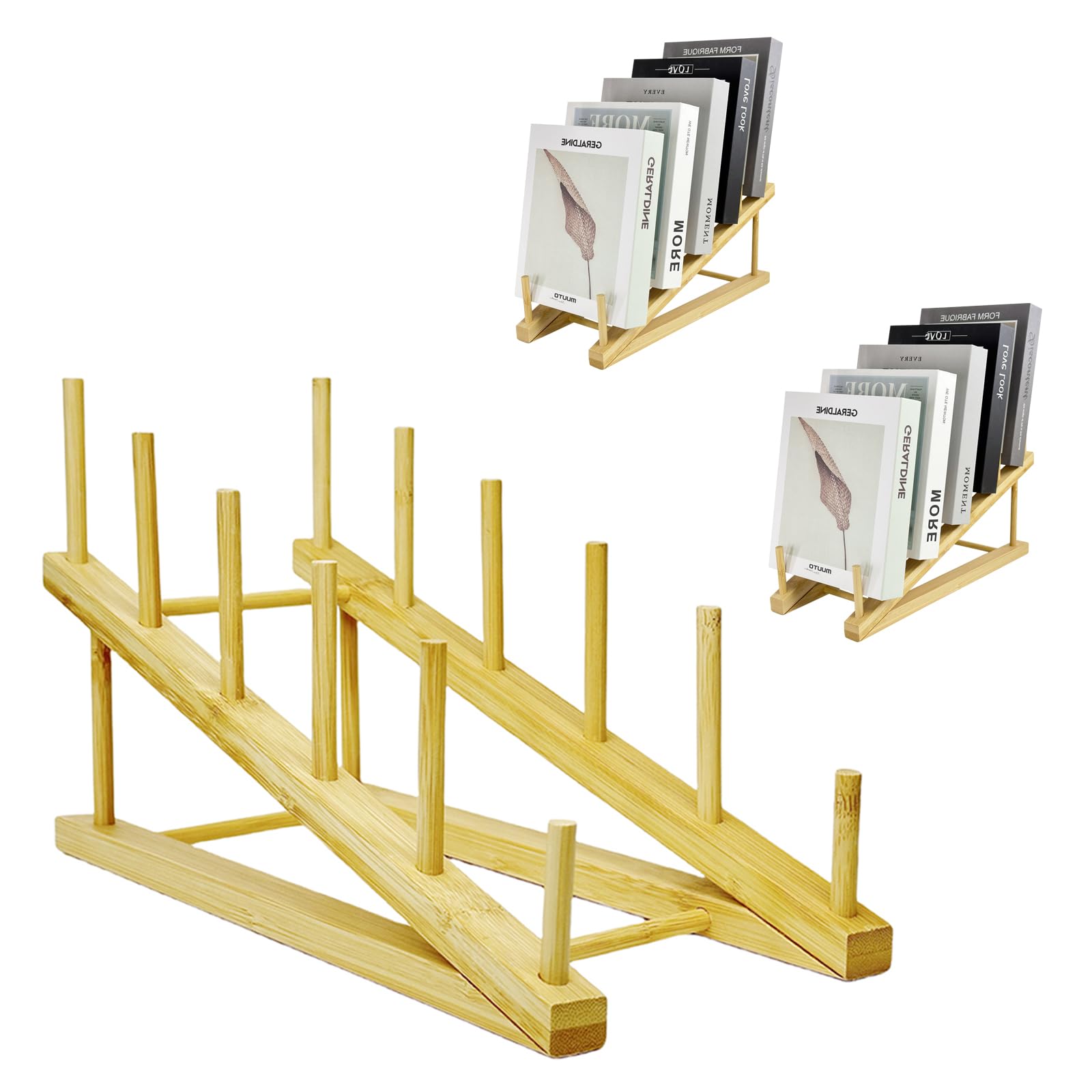GYSLEOT 3-piece bamboo book stands display items clearly for vendors.