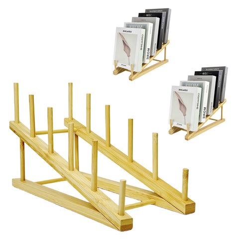 GYSLEOT 3-piece bamboo book stands display items clearly for vendors.