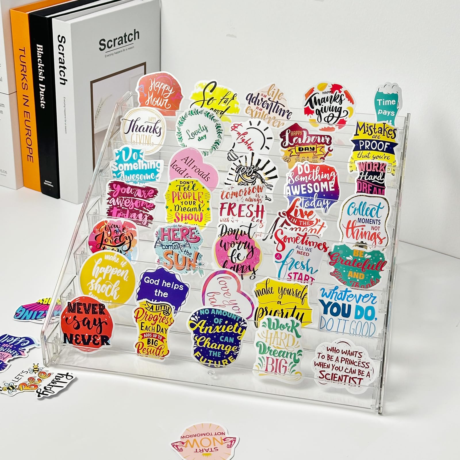 GYSLEOT 7-Tier display closeup showing clear visibility for brochures