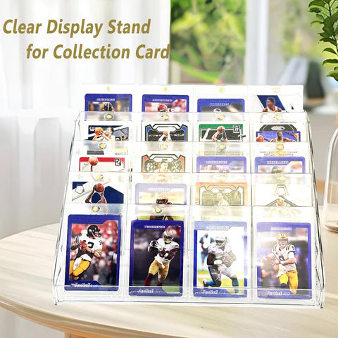 GYSLEOT trade show counter setup with acrylic card stands