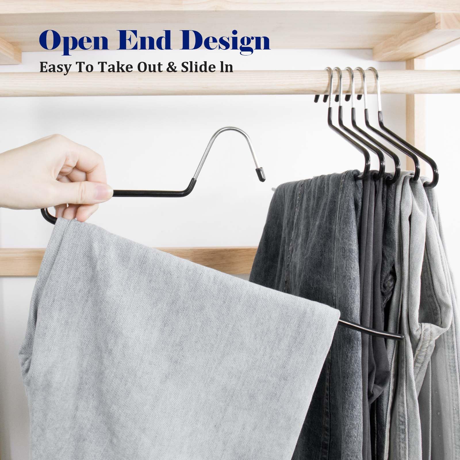 GZQXHOME durable metal hanger supports jeans and towels without bending.