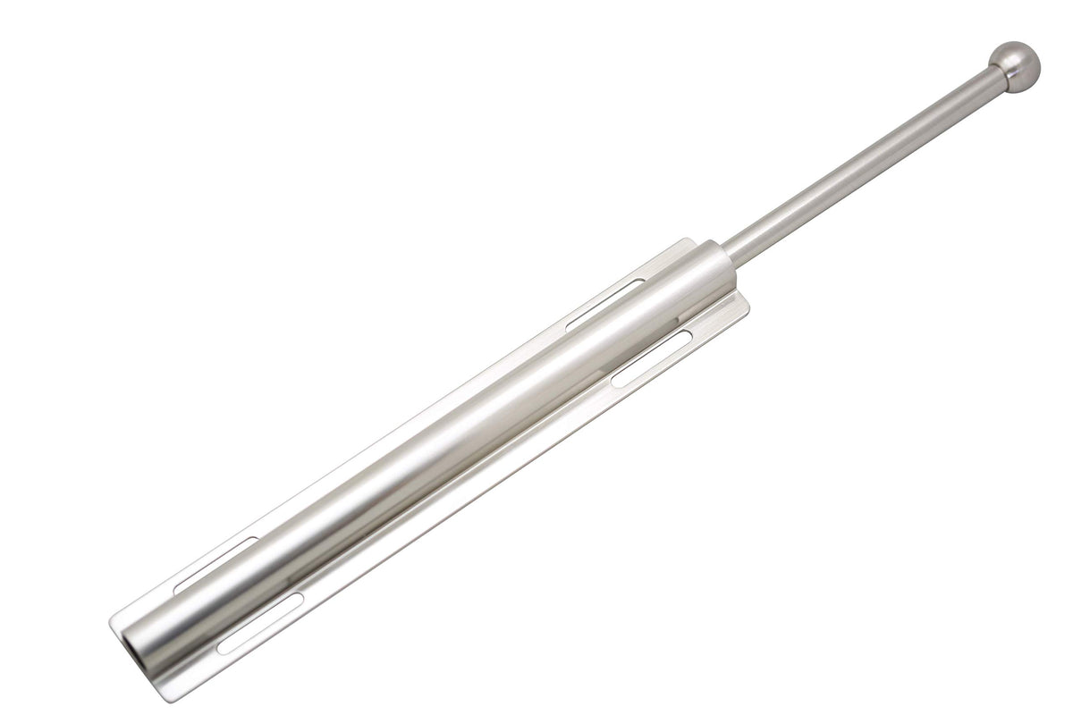 H. Bowes 12-inch satin nickel valet rod close-up, highlighting sturdy metal construction.