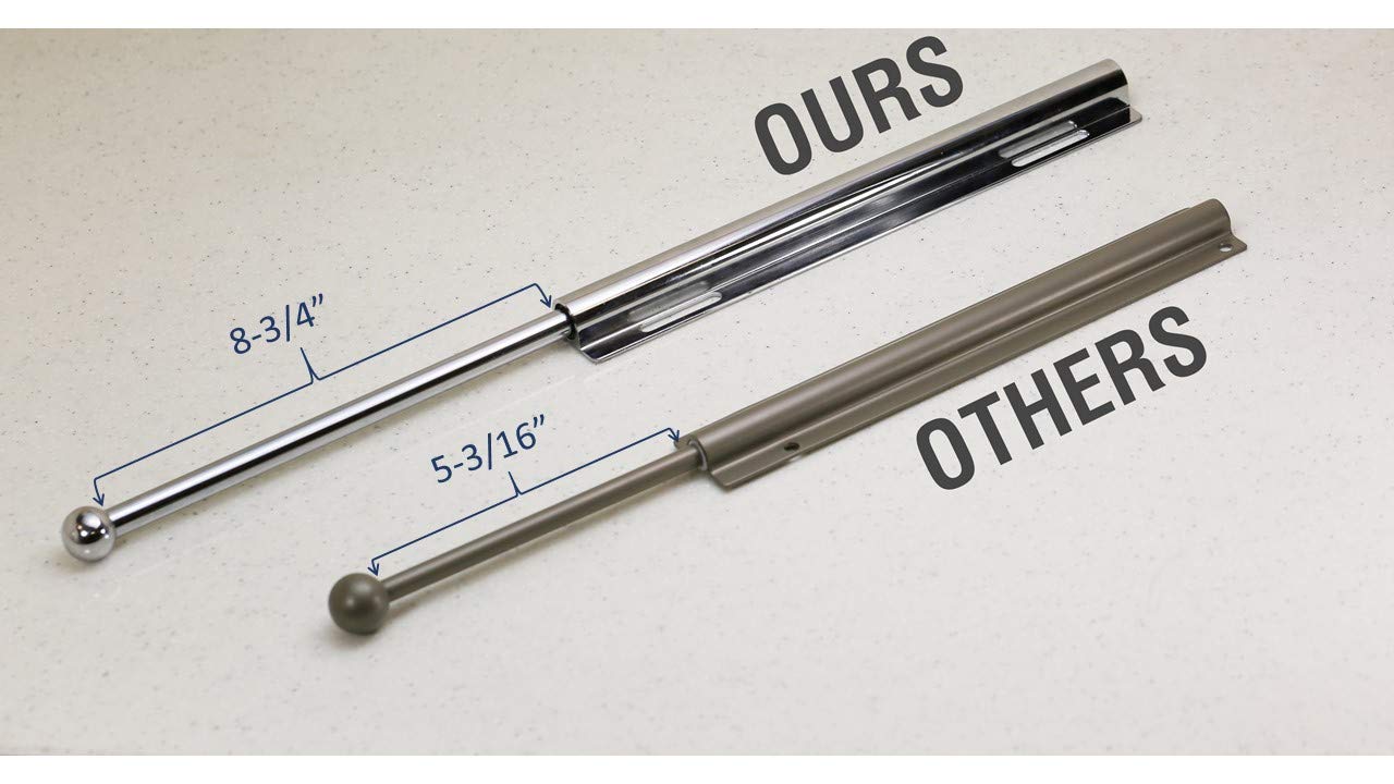 H. Bowes satin nickel valet rod demonstrating 32mm hole mounting pattern.