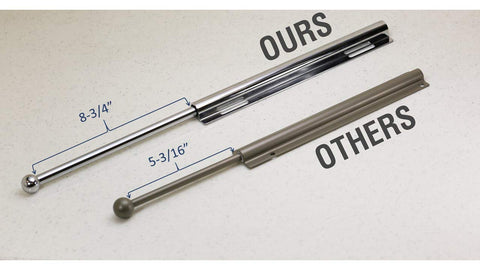 H. Bowes satin nickel valet rod demonstrating 32mm hole mounting pattern.