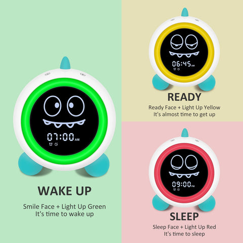 H-chin Dino alarm clock green night light creates cozy bedtime ambience