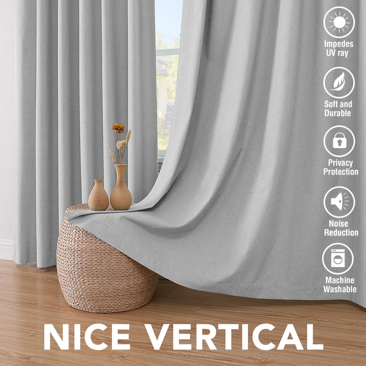 H.VERSAILTEX rust-free grommets enabling easy rod fit on panels