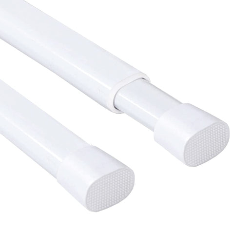 H.VERSAILTEX 2-pack spring tension rods installed in place for secure drapes.