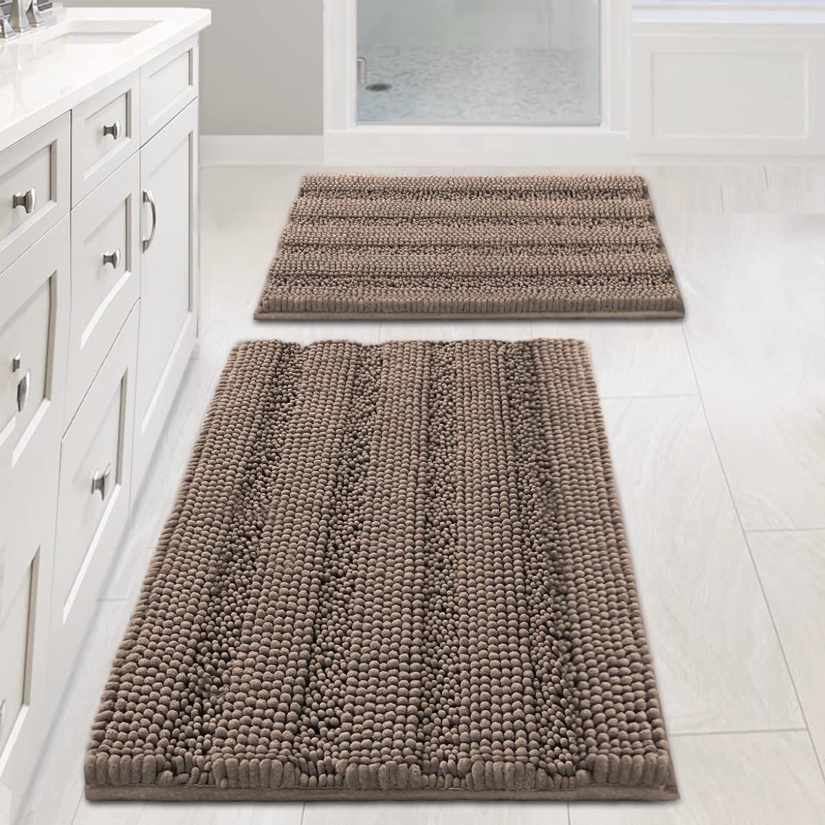 H.VERSAILTEX 2pc bathroom rug set with non-slip backing keeps floors dry and safe.