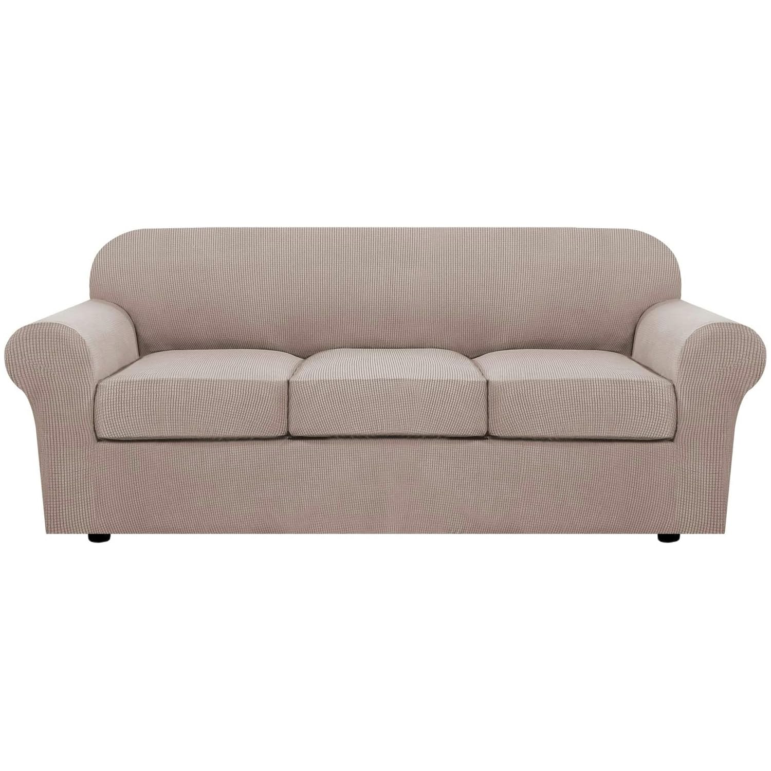 H.VERSAILTEX 4-piece slipcover base cover in sand protects and refreshes your sofa