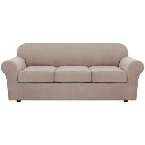 H.VERSAILTEX 4-piece slipcover base cover in sand protects and refreshes your sofa