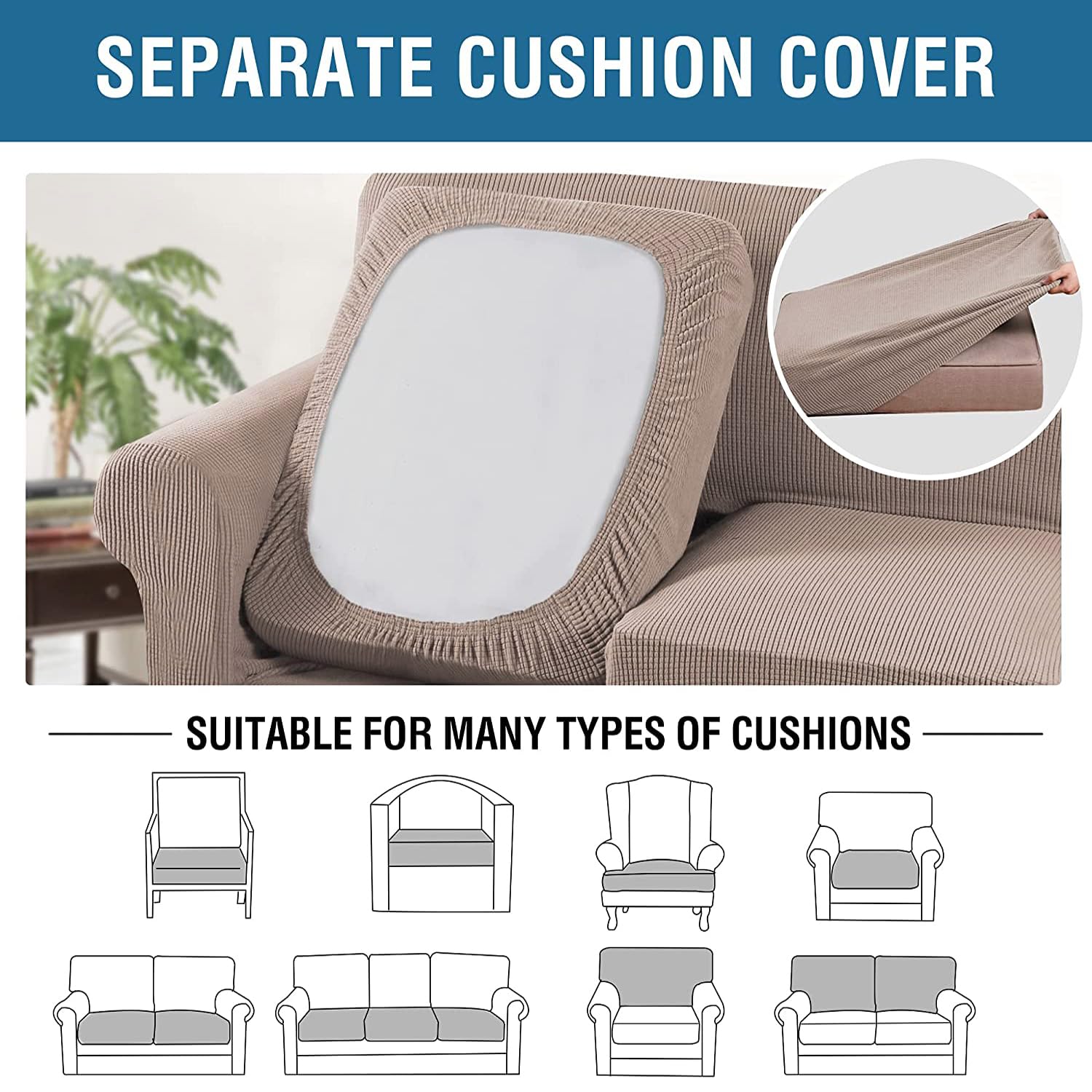 H.VERSAILTEX machine-washable slipcover in sand for easy care