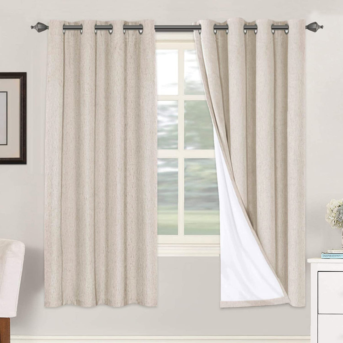 H.VERSAILTEX 72 inch blackout curtains front view two panels block daylight for restful sleep