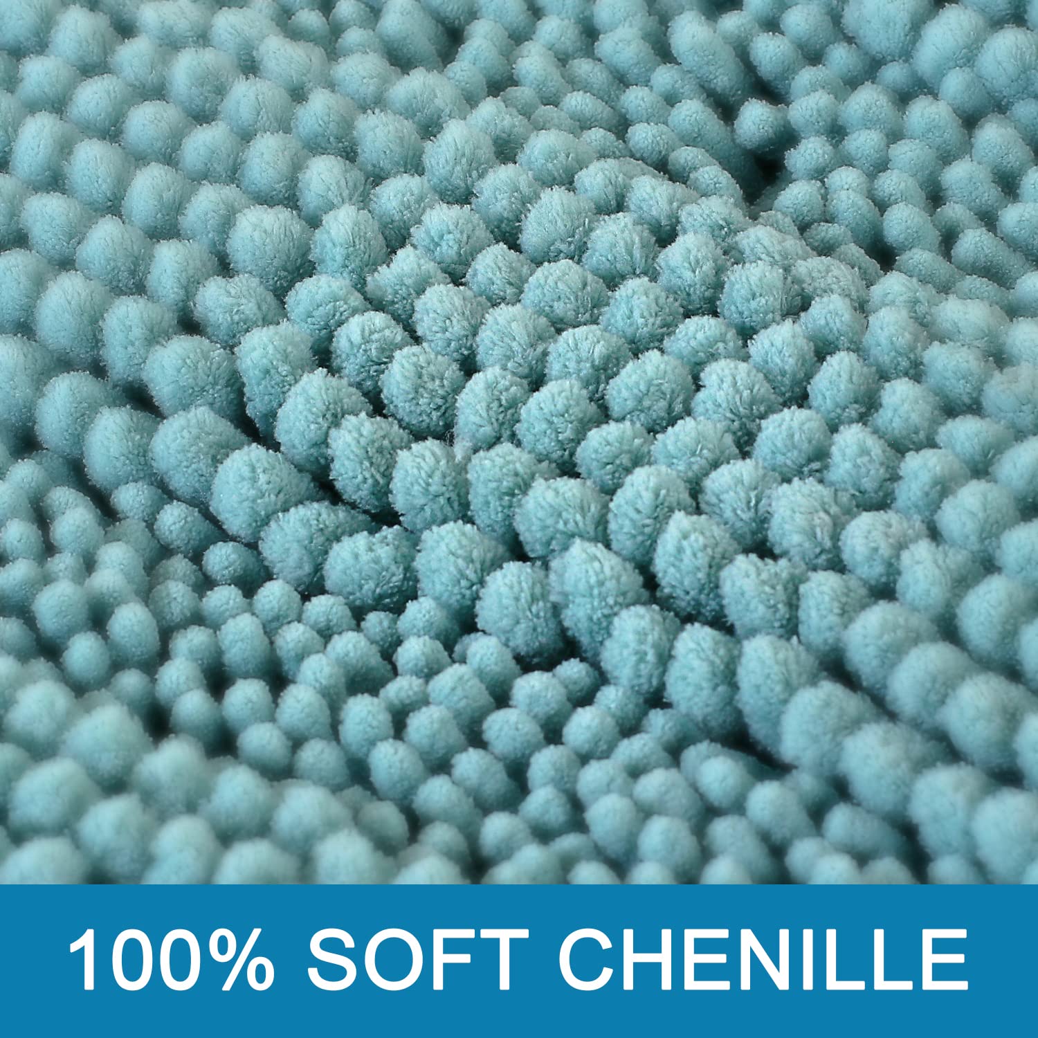 H.VERSAILTEX Aqua Haze chenille rug in two sizes for bathroom versatility
