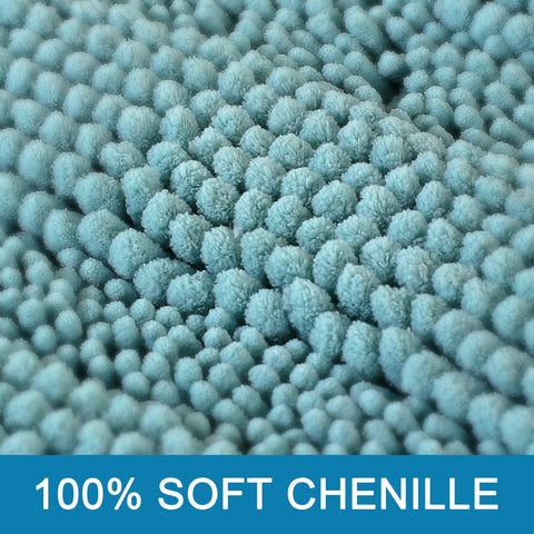 H.VERSAILTEX Aqua Haze chenille rug in two sizes for bathroom versatility