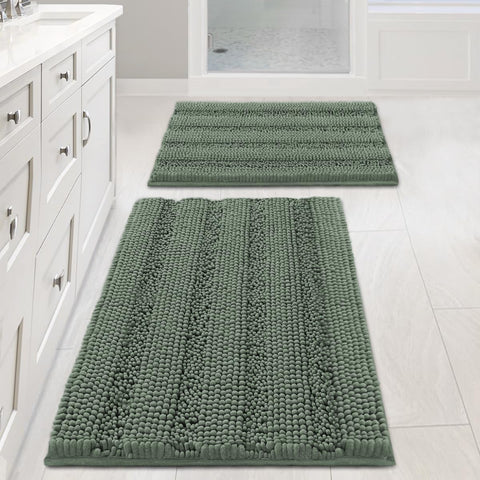 H.VERSAILTEX Bath Mat Set with ultra-thick chenille for plush feet and warmth