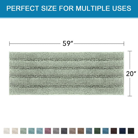 H.VERSAILTEX extra-long 59x20 rug fits in front of tub.