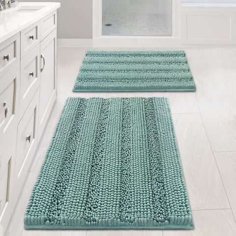 H.VERSAILTEX bathroom rug set closeup of plush chenille texture for soft feet.