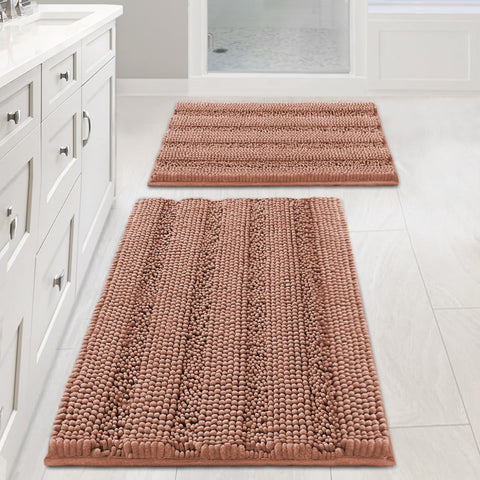 H.VERSAILTEX bathroom rug set with ultra-thick chenille for plush feet.