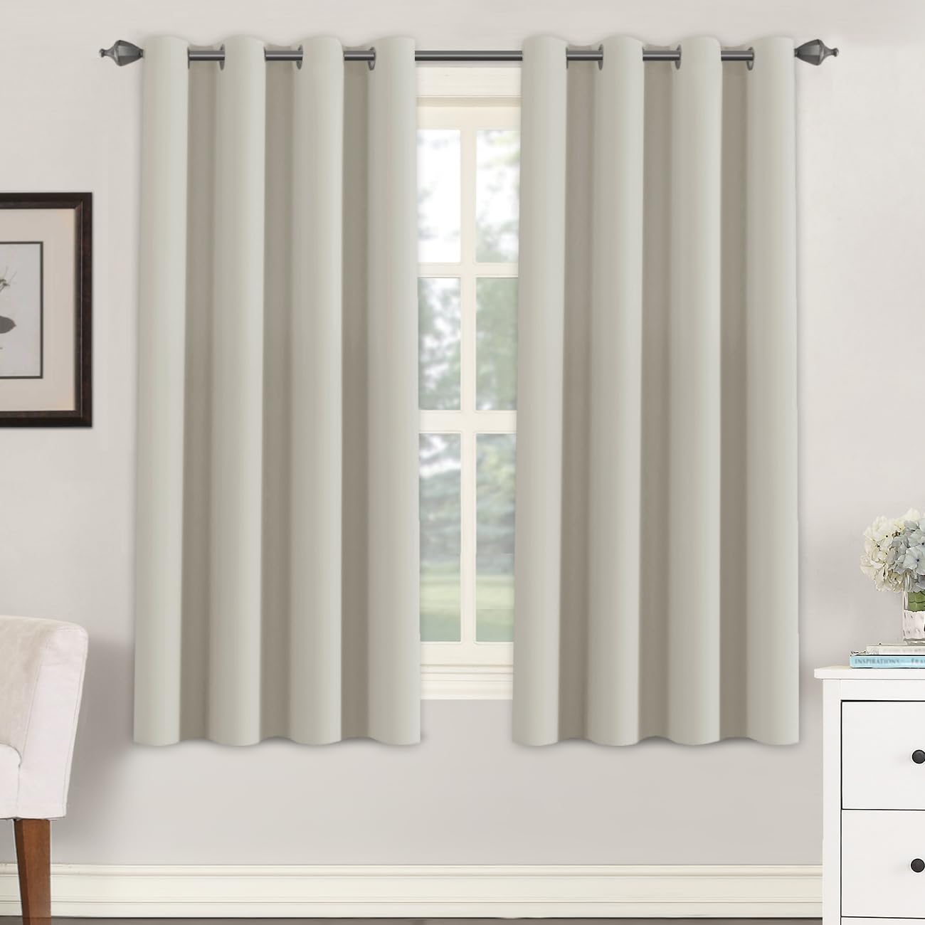 H.VERSAILTEX blackout curtains ivory-cream panels setup for living room light control