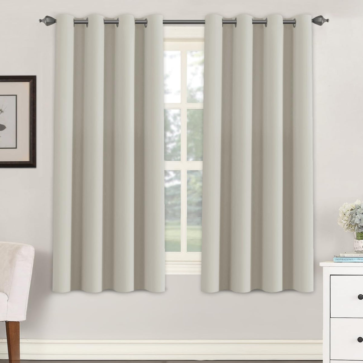 H.VERSAILTEX blackout curtains ivory-cream panels setup for living room light control