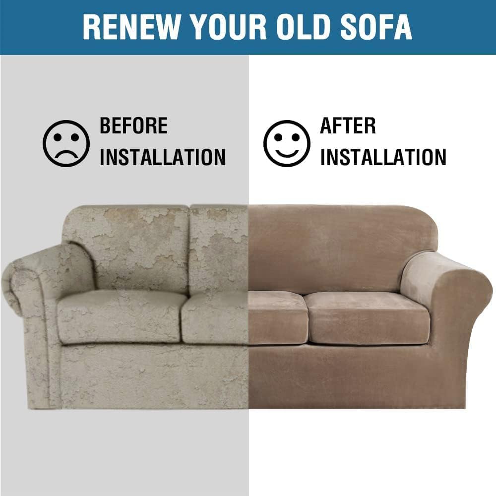 H.VERSAILTEX camel velvet finish offers quick sofa refresh.
