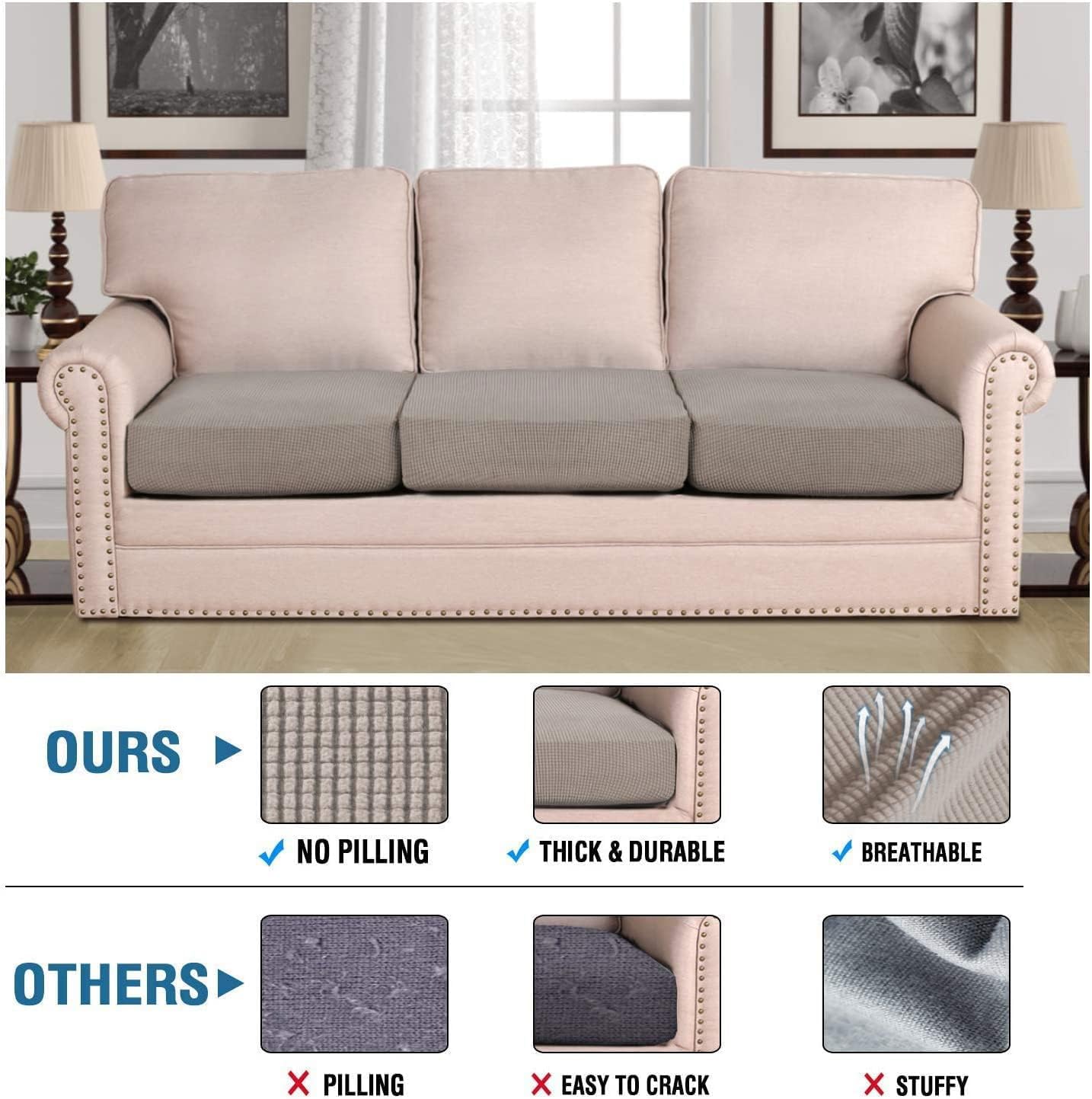 H.VERSAILTEX cushion slipcover in stretch knit updates furniture appearance