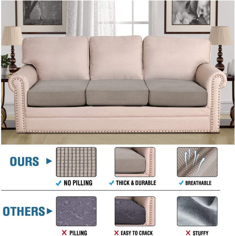 H.VERSAILTEX cushion slipcover in stretch knit updates furniture appearance