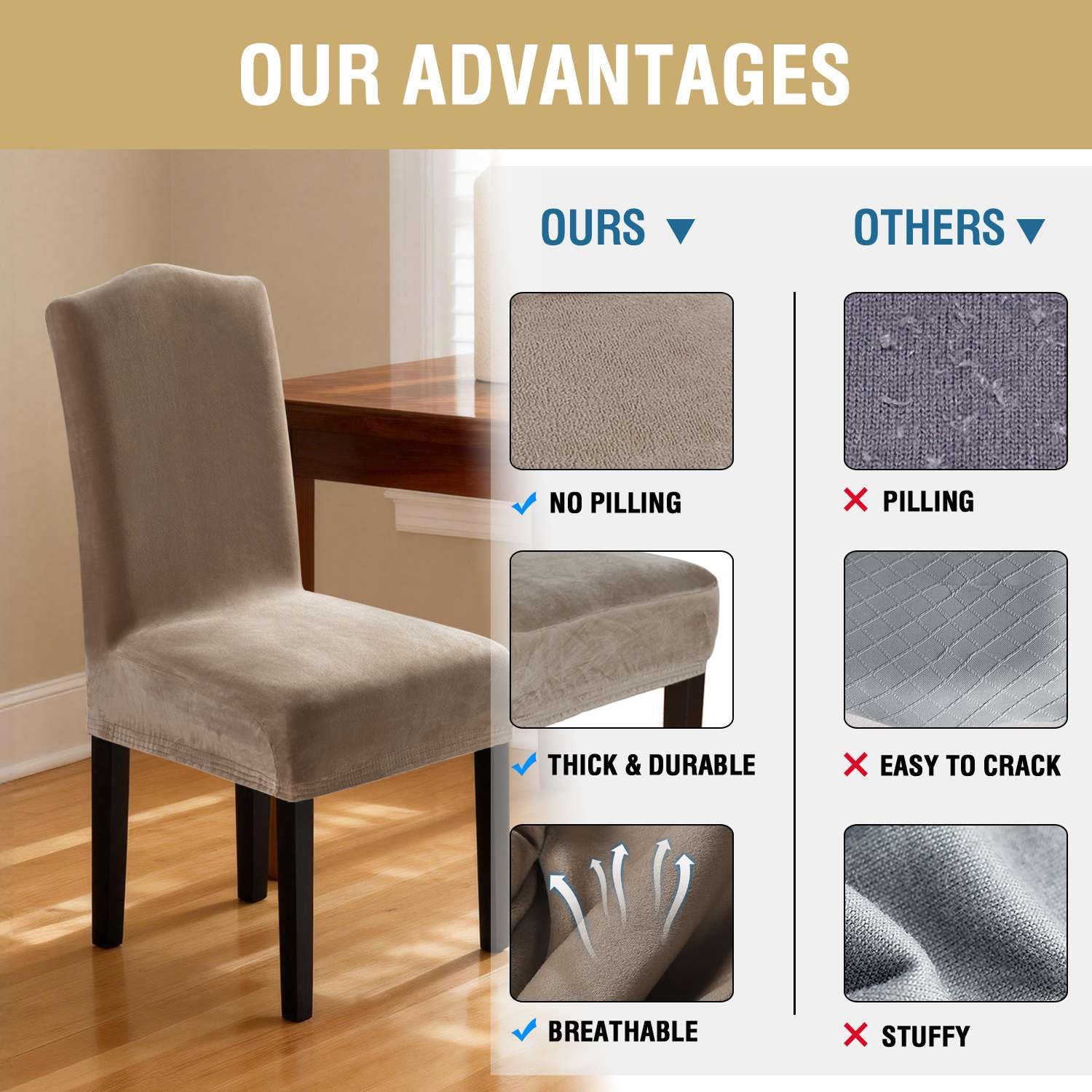 H.VERSAILTEX velvet chair cover with stain-resistant feel and soft touch.