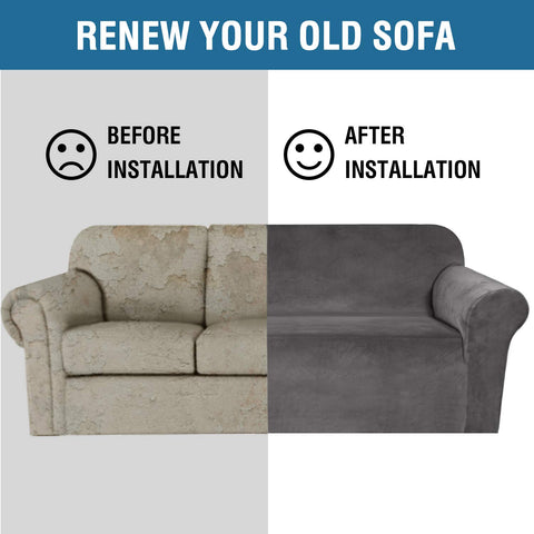 H.VERSAILTEX gray sofa cover enhances room style with rich velvet drape