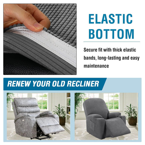 Elastic back corner loops secure the H.VERSAILTEX slipcover on a recliner
