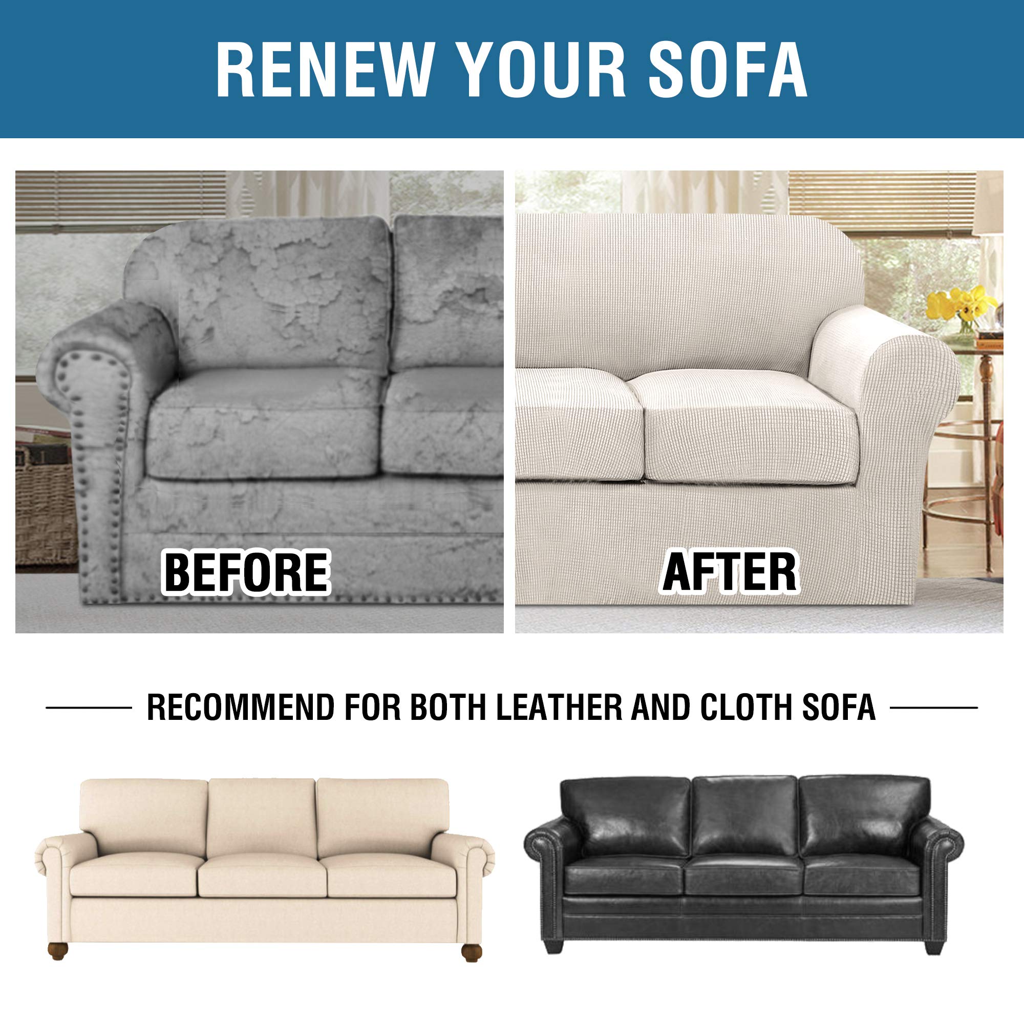 Ivory slipcover on a modern couch highlighting clean, updated aesthetics