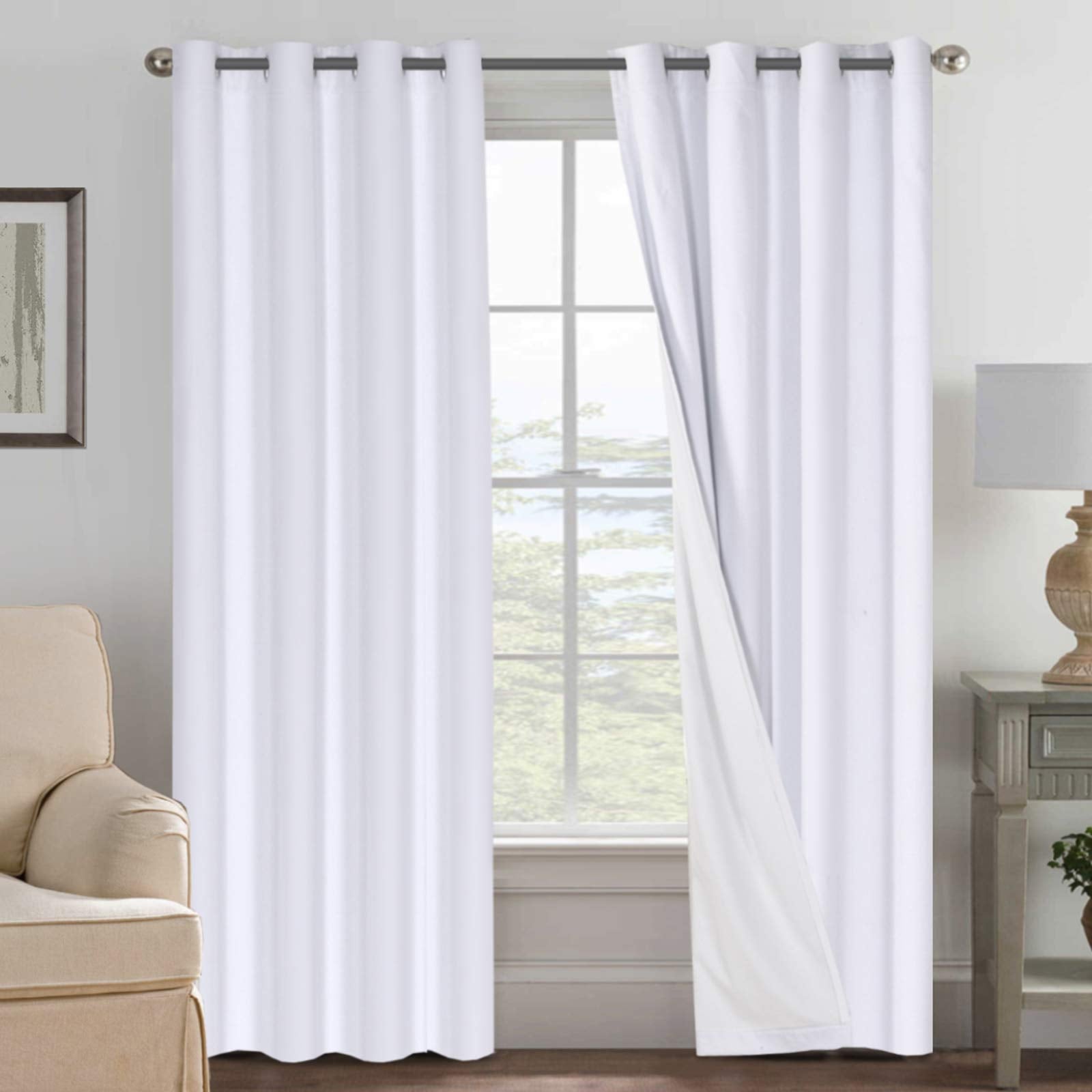 H.VERSAILTEX linen blackout curtain front view with two panels for room darkening