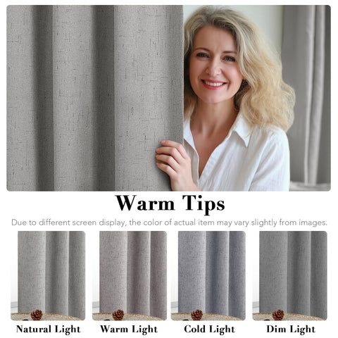 H.VERSAILTEX Linen Blackout Curtains dove gray color for modern decor
