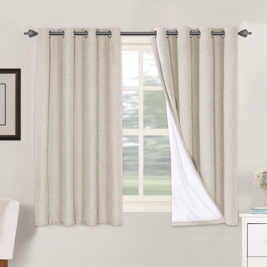 H.VERSAILTEX linen blackout curtain panel 52x54 with textured fabric for light control