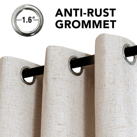 H.VERSAILTEX nature linen blend curtain close-up texture adds warm ambience.