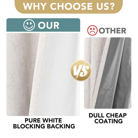H.VERSAILTEX linen curtains nickel grommets detail for easy sliding