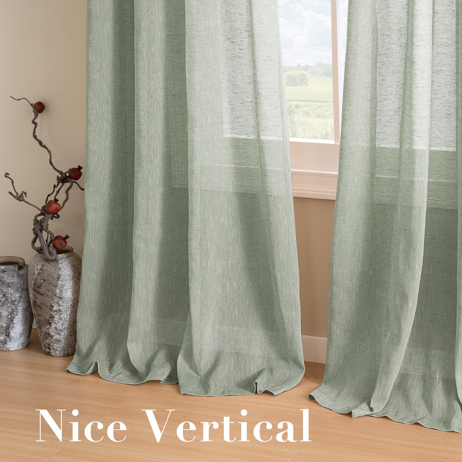 H.VERSAILTEX eco-friendly linen blend curtains in sage
