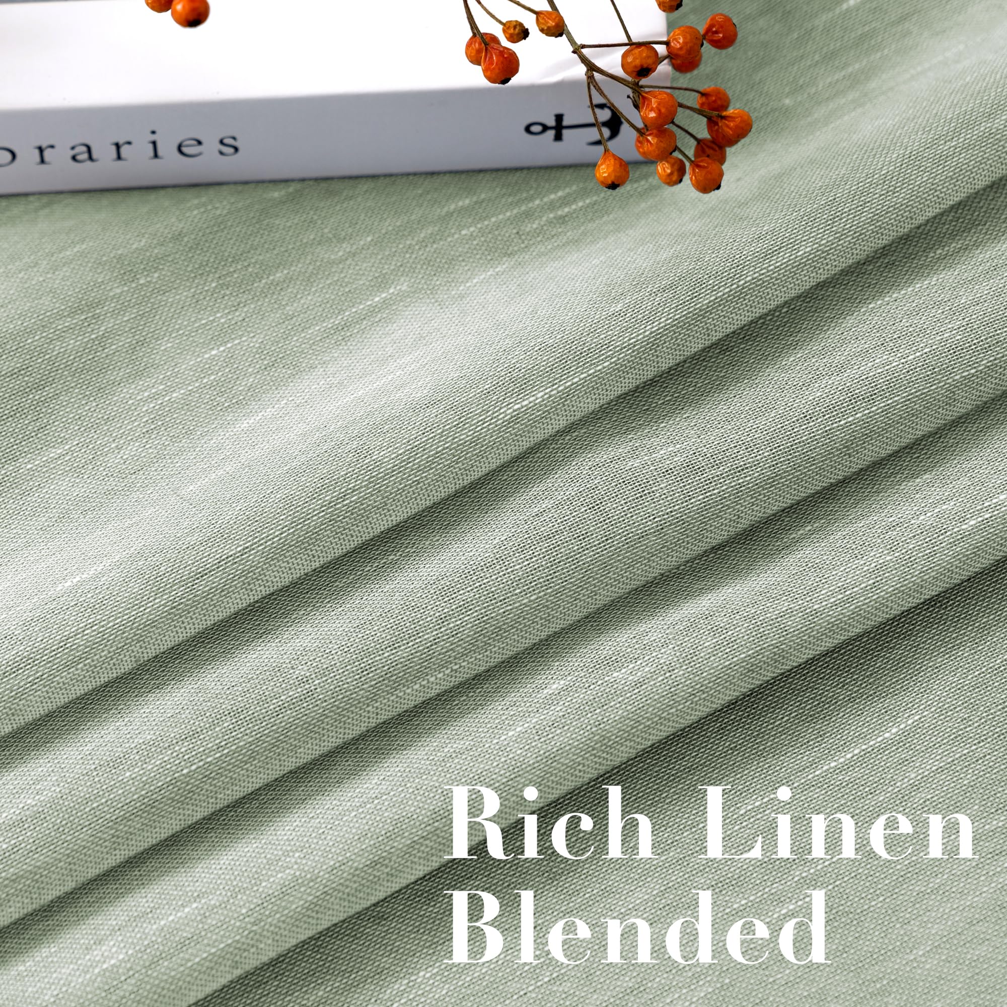 H.VERSAILTEX sage linen curtains diffuse light softly