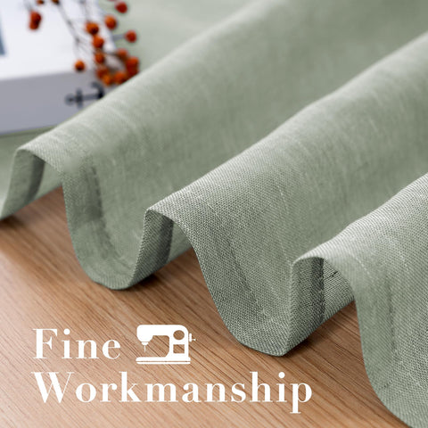 H.VERSAILTEX linen curtain texture detail in sage shade