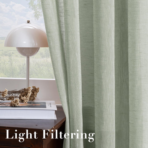 H.VERSAILTEX sage panels framing a window with diffused daylight