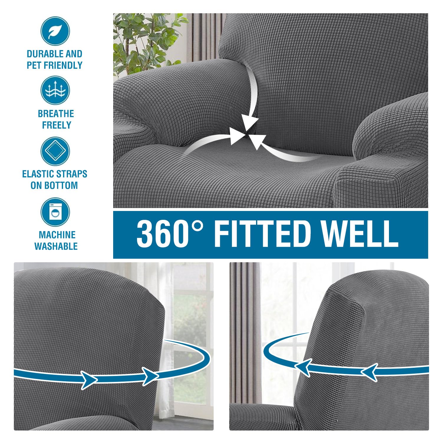H.VERSAILTEX machine-washable recliner cover for easy maintenance