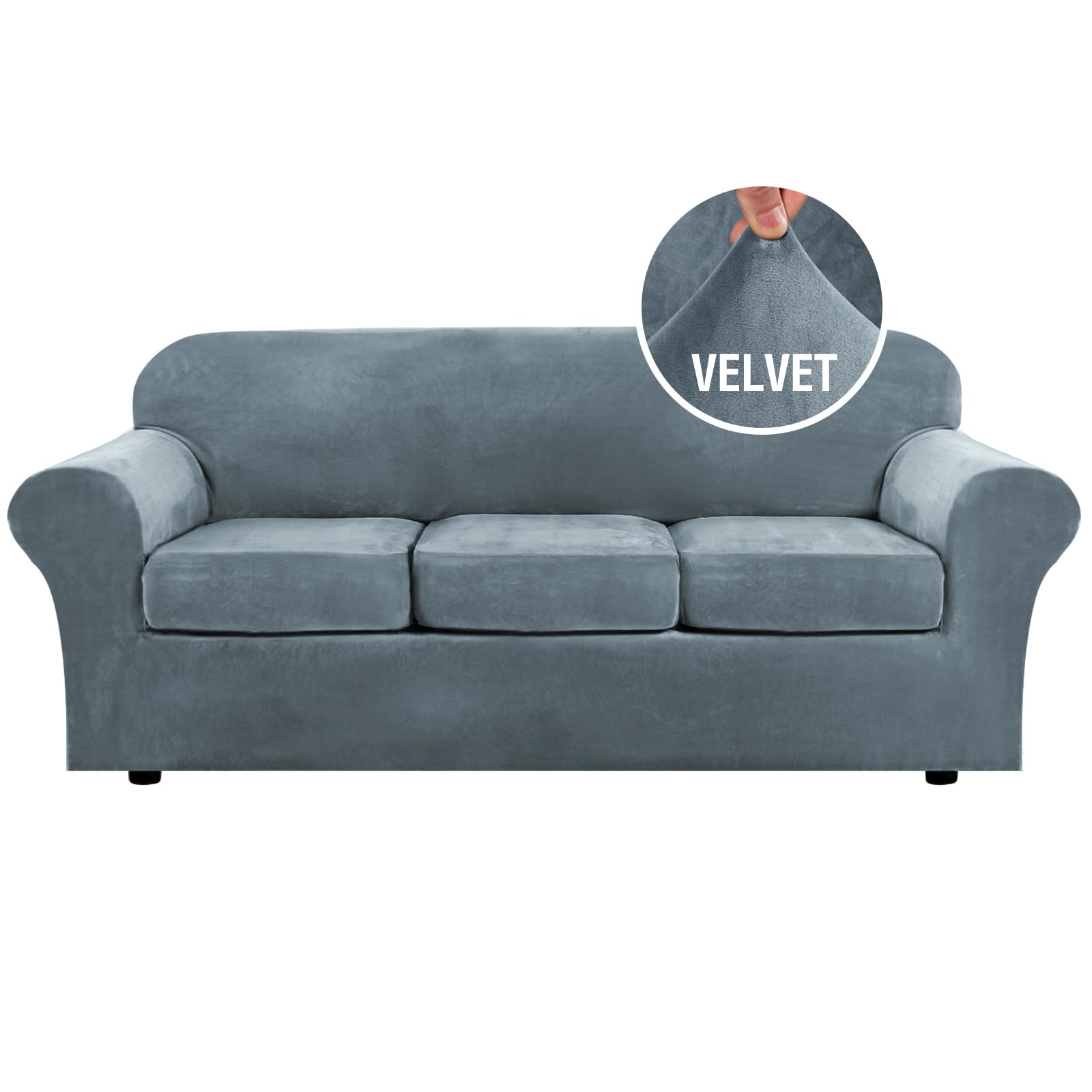 H VERSAILTEX Modern Velvet Plush slipcover base cover with secure elastic edge