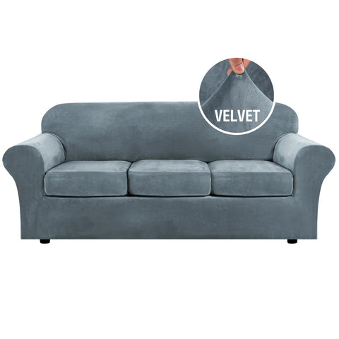 H VERSAILTEX Modern Velvet Plush slipcover base cover with secure elastic edge
